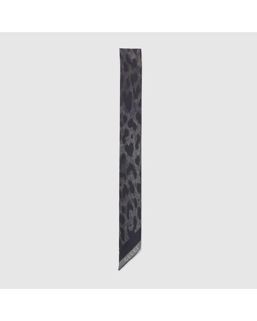 Gucci Blue Printed Silk Twill Ribbon