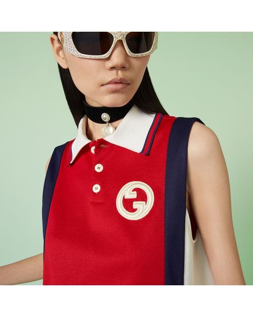 Gucci Red Technical Jersey Polo Dress