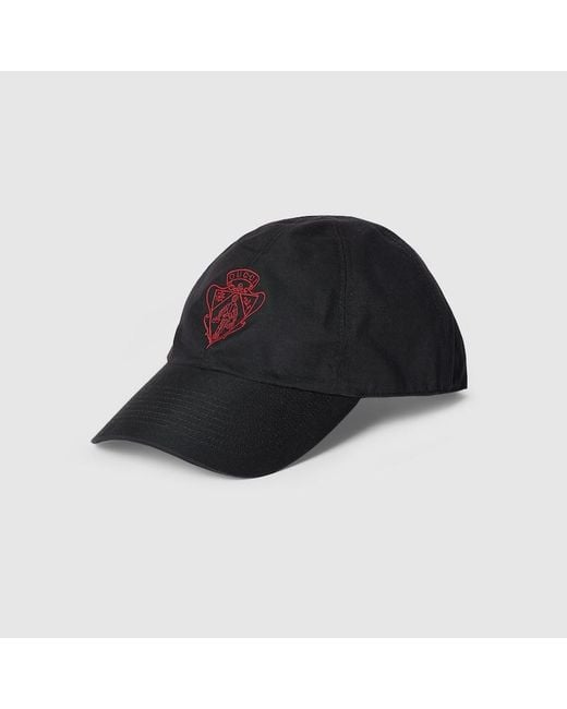 Gucci Black Cotton Baseball Hat With Embroidery, Size S, Cotton for men