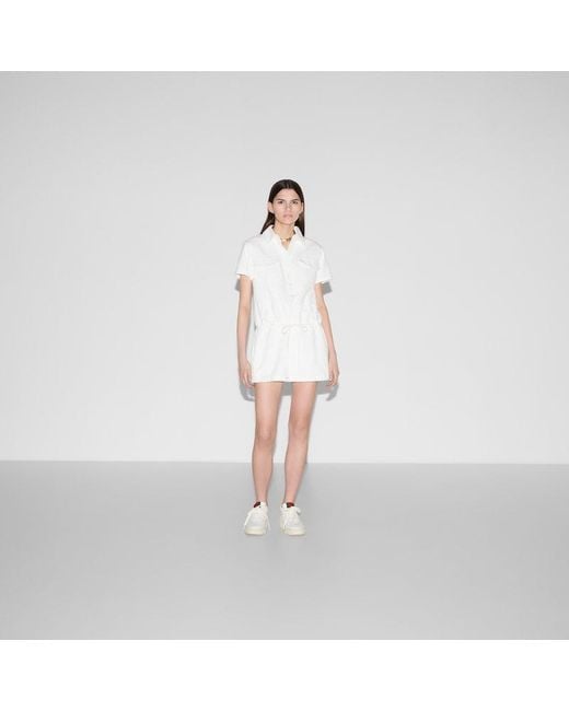 Gucci White Kleid Aus GG Jacquard-Denim
