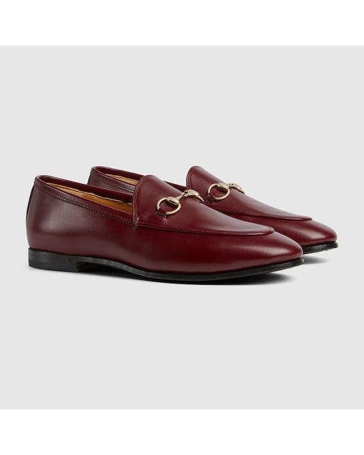 Gucci Red Leather Jordaan Loafers