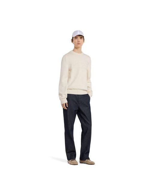Gucci White Knit Cotton Wool Sweater With Intarsia for men
