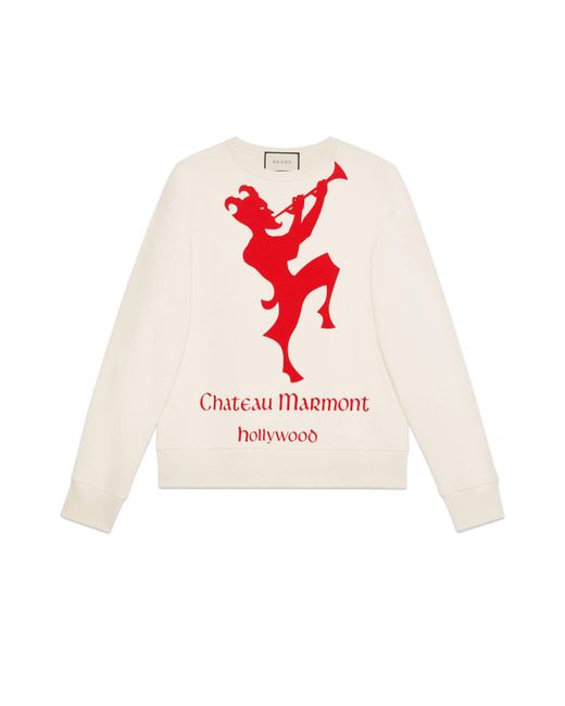 Gucci Sweatshirt With Chateau Marmont Print in White for Men
