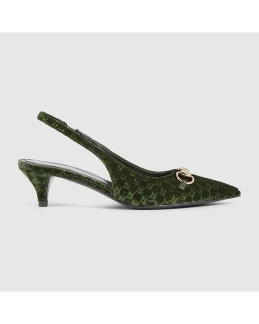 Gucci Green Slingback Pump With Horsebit, Size 35 It