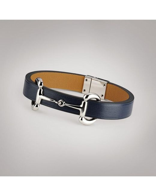 Gucci Blue Leather Bracelet With Horsebit