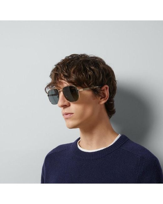 Gucci Gray Navigator Frame Sunglasses for men