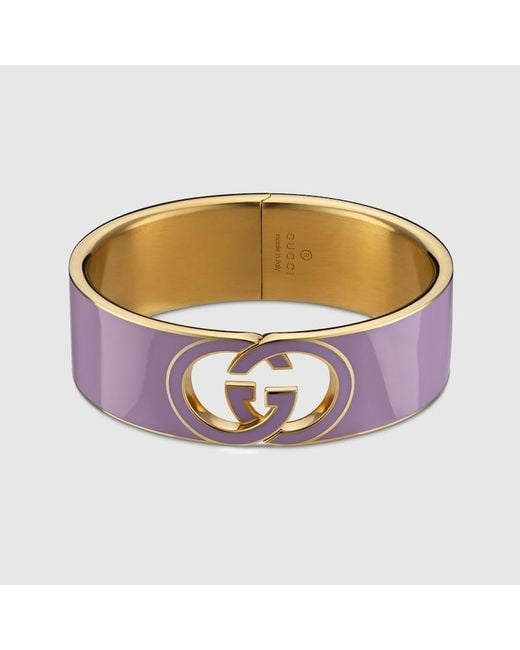 Gucci Purple Interlocking Enamel Cuff Bracelet