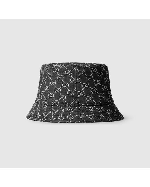 Gucci Black Bucket Hat With Gg Shadow, Size S, , Original Gg Fabric for men