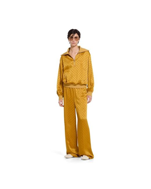 Gucci Yellow Gg Acetate Jacquard Trousers