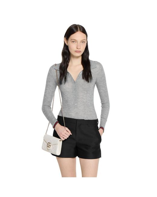 Gucci 〔Ggマーモント〕チェーンウォレット, ホワイト, レザー White