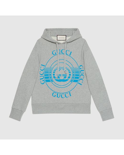 メンズ Gucci 【公式】 (グッチ) ディスク プリント オーバーサイズ スウェットシャツグレー コットンジャージーグレー Gray