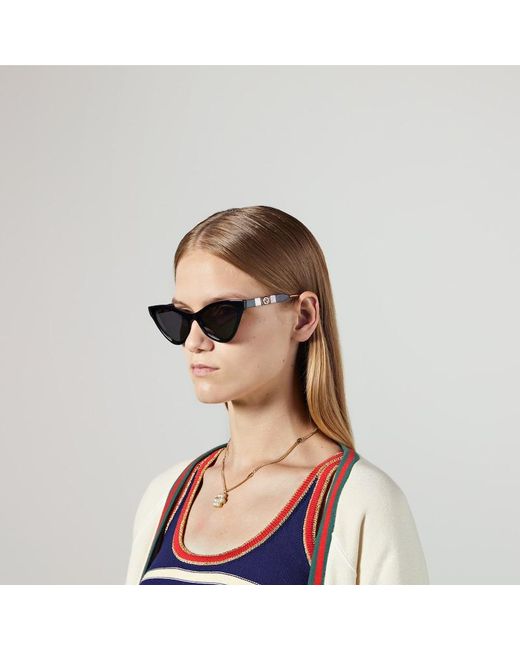 Gucci Black Cat Eye Acetate Sunglasses
