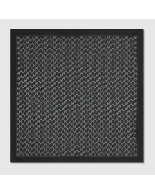 Gucci Black Laminated Printed Silk Twill Carré