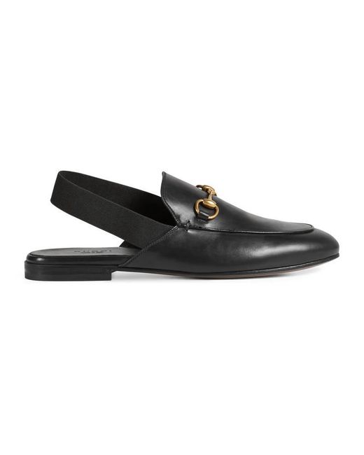 Gucci Black Leather Horsebit Slingback Loafer