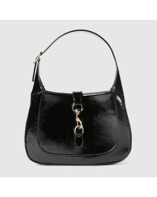 Gucci 〔グッチ ジャッキー〕ミディアムバッグ, ブラック, レザー Black