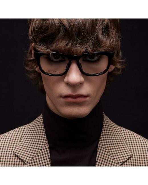Gucci Brown Rectangular Optical Frame for men