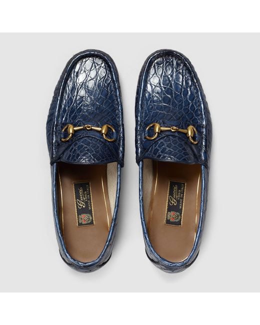 Gucci Crocodile Loafers in Blue | Lyst