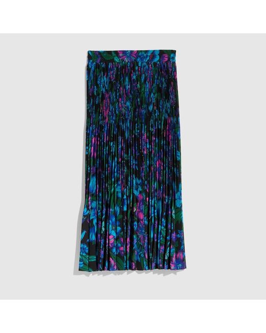 Gucci Blue Printed Silk Crêpe De Chine Midi Skirt, Size 38 It, Ready-To-Wear