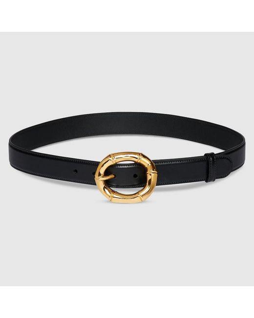 Cinturón Con Hebilla Redonda De Bambú, Talla 100 Gucci de color Black