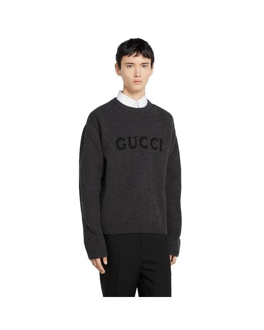 Gucci Black Wool Cashmere Rib Knit Sweater for men