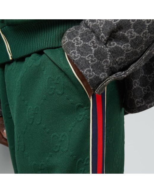 Pantalone Da Jogging In Jersey Jacquard GG di Gucci in Green da Uomo
