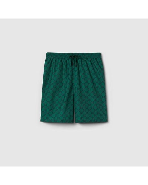 Gucci Green GG Print Nylon Swim Short for men