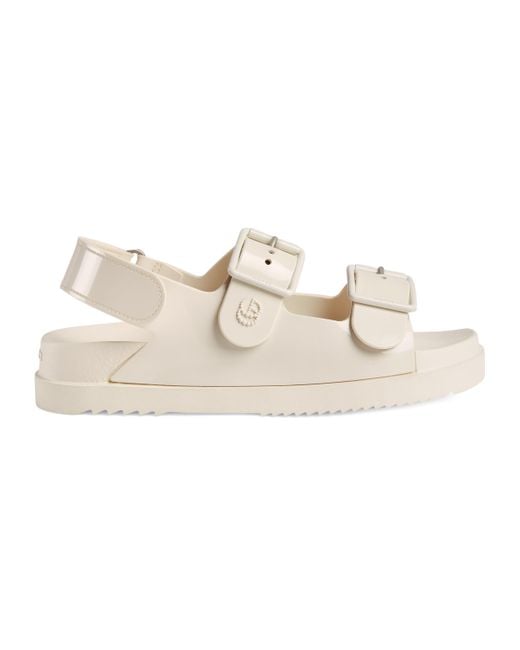 Gucci White Sandal With Mini Double G
