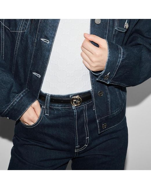Gucci Black Belt With Interlocking G Buckle, Size 100