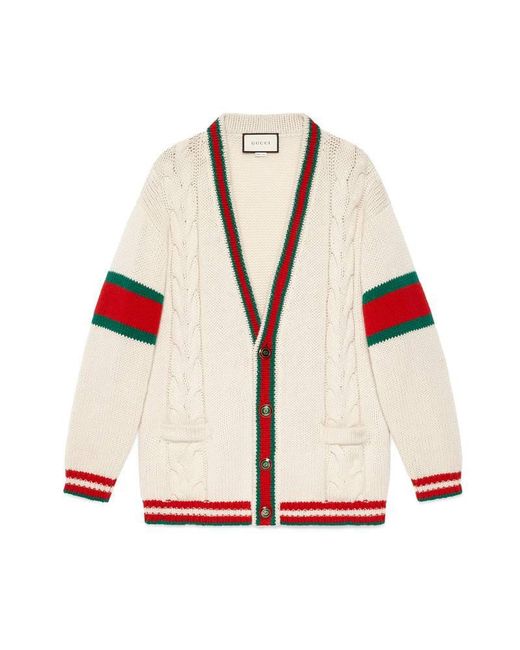 Gucci White Oversize Cable Knit Cardigan for men