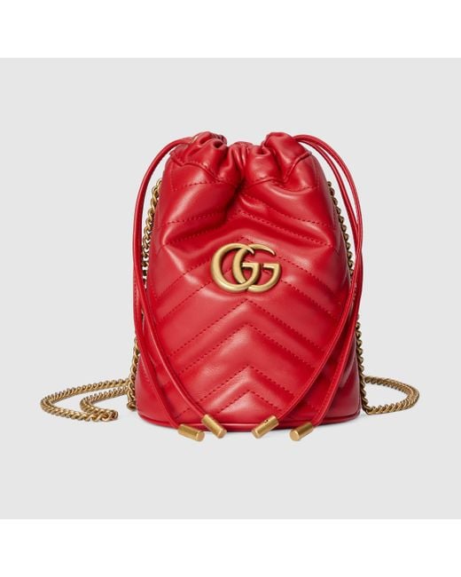 Gucci GG Marmont Matelass Mini Bucket Bag in Red Lyst UK