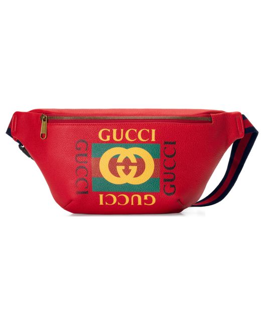 Gucci Red Print Leather Belt Bag