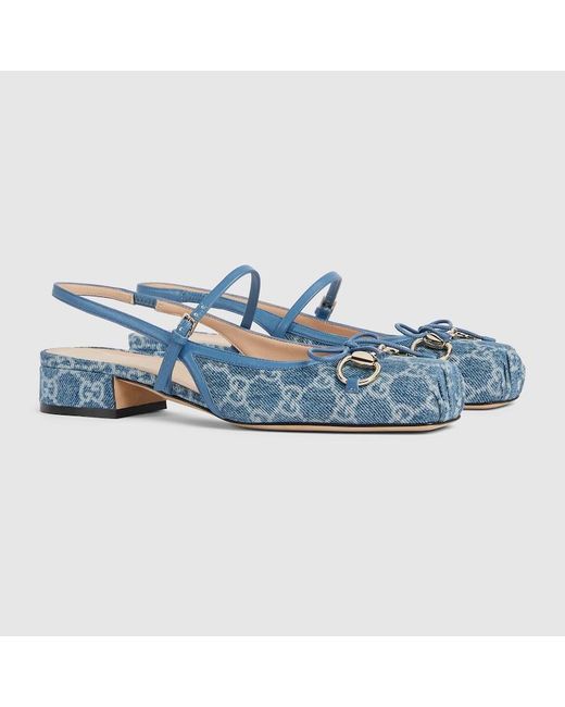 Gucci Blue Horsebit Slingback