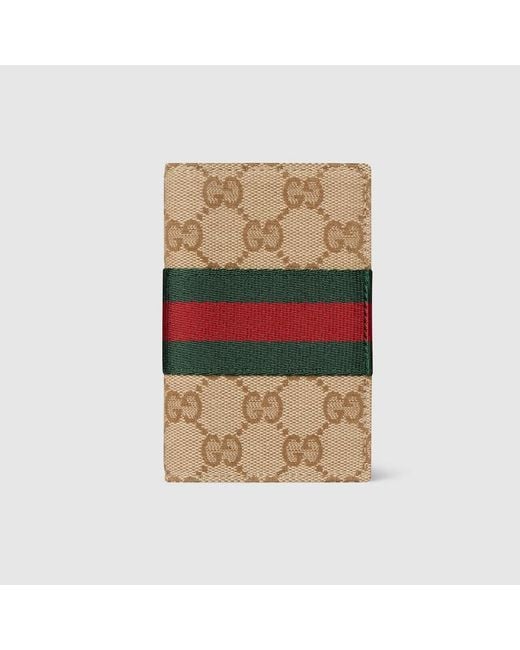 Gucci Natural Gg Card Case With Web, Gg Canvas for men