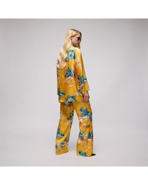 Gucci Orange Printed Silk Twill Leisure Pants, Size 38 It, Ready-To-Wear