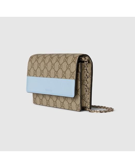 Portafoglio Gg Emblem Con Catena di Gucci in Blue