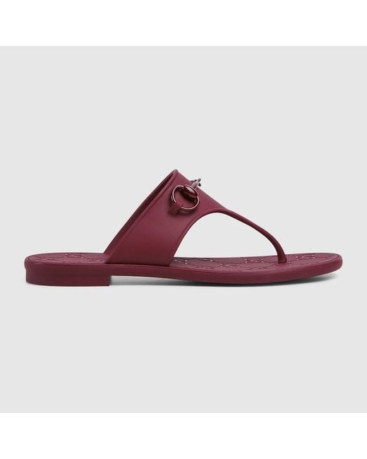 Gucci Purple Thong Sandal With Horsebit, Rubber