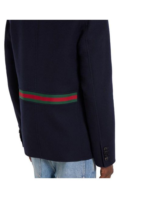 Gucci Blue Single-Breast Double Wool Cashmere Jacket for men