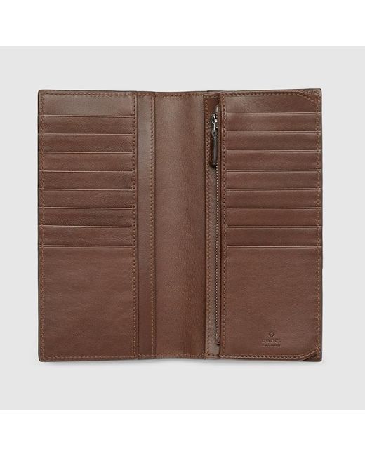 Gucci Brown Gg Emblem Long Wallet, Leather for men