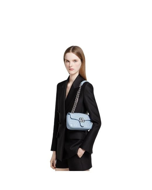Borsa A Spalla Gg Marmont Misura Piccola di Gucci in Blue