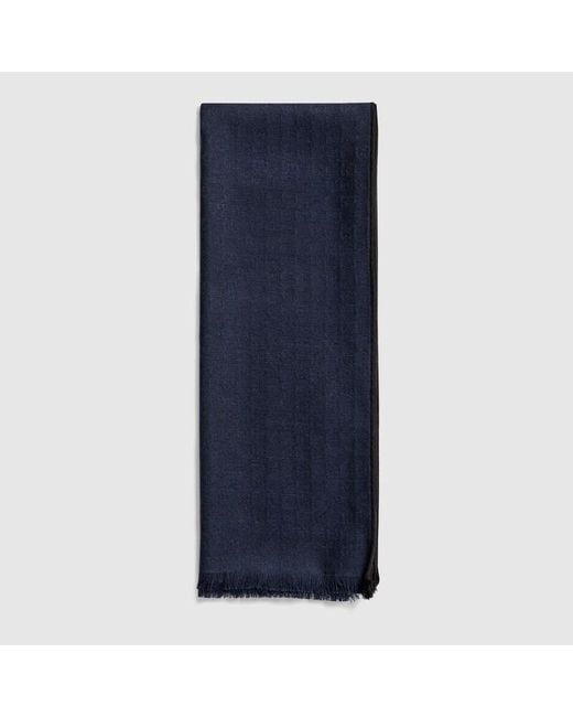 Gucci Blue Gg Wool Silk Jacquard Stole for men