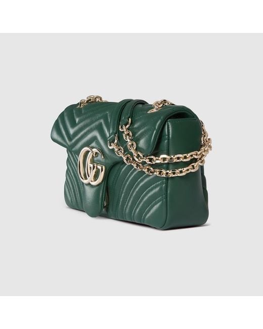 Gucci Green "Gg Marmont" Shoulder Bag Small