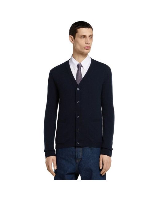 Gucci Blue Fine Cashmere Cardigan With Intarsia for men