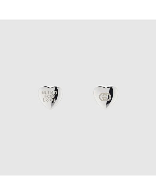 Gucci Metallic Blind For Love Stud Earrings