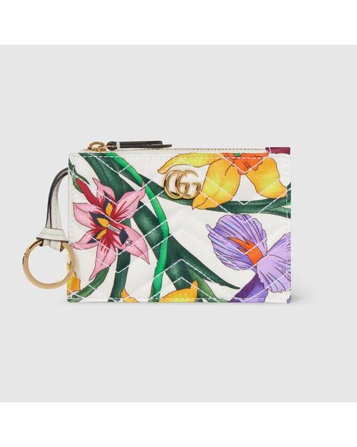 Gucci Blue Gg Marmont Zip Key Pouch