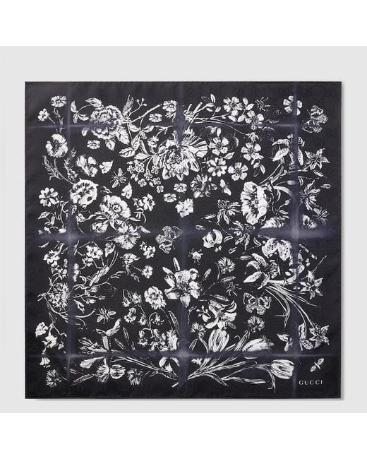 Gucci Black Cotton Silk Jacquard Pocket Square for men
