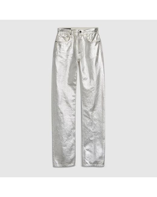Gucci Gray Straight Denim Pants With Soft Coating