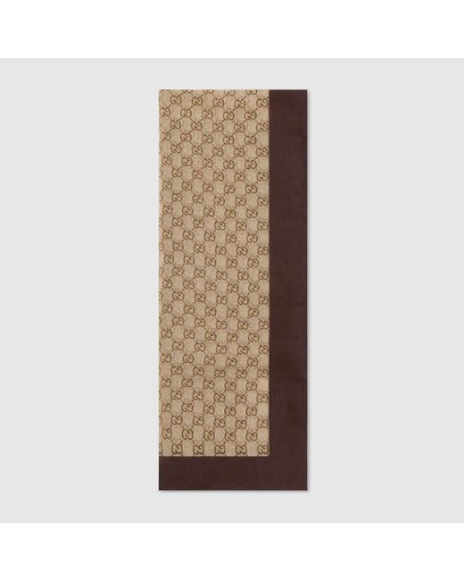 Gucci Brown Printed Silk Chiffon Stole
