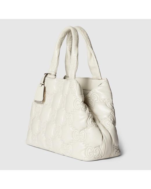 Gucci White GG Matelassé Large Tote Bag