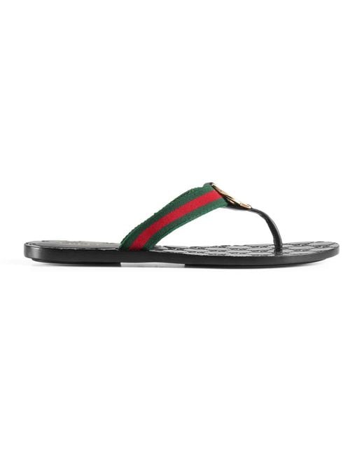 Gucci Kika Canvas Thong Sandals in Black Lyst