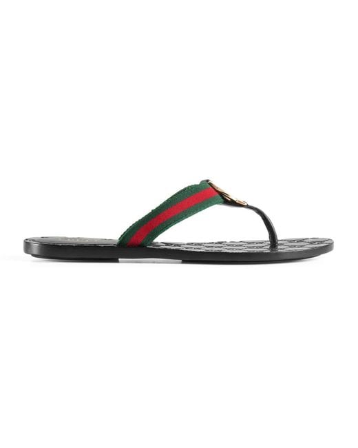 Gucci Black Kika Canvas Thong Sandals